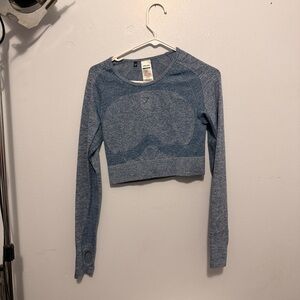 Gymshark Heather Blue Long Sleeve Crop Top